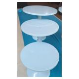 3 Blue Cake Stands, Metal Round Cake Holder