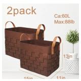 2 pk Blanket Baskets Felt Laundry Baskets with