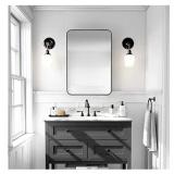New Wall Mount Mirror  Brush Black Metal Framed