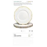 White Scalloped Charger Plates with Gold Rim, 13"