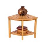 Solid Natural Bamboo Shelf  Corner Table 17 in. H