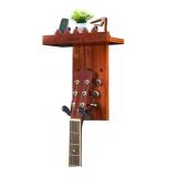 NEW Guitar Hanger w/ Wood Shelf, Mahogany Color