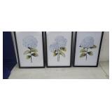 NEW Set of 3 Blue Hydrangea Wall Art, Watercolor