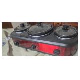 Tru Red Triple Crock Pot Slow Cooner Buffet