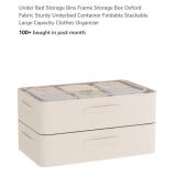 NEW Set of 2 Under Bed Fabric Storage Bins, Beige