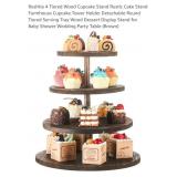 NEW 4 Tier Cupcake Stand, Wood, Rustic