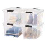 NEW IRIS 4 Pk 32 Qt Stackable Plastic Storage