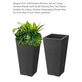NEW Set of 2 Outdoor Planters, 22.6" T, Black