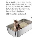 (New) Large Stainless Steel Cat Litter Box