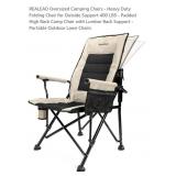 NEW Oversized Camping Chair, Support 400 LBS,