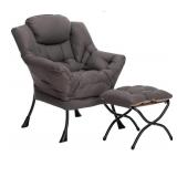 New  Fabric Lazy Chair with Foldable Ottoman,