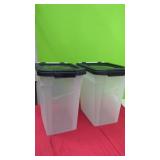 2 Plastic Storage Containers 12"tall x 8" Wide x