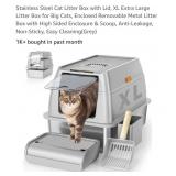 NEW XL Stainless Steel Cat Litter Box w/ Lid &