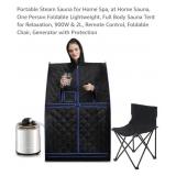 Portable Steam Sauna, 900W & 2L, Remote Control,