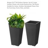 NEW Set of 2 Outdoor Planters, 22.6" T, Black