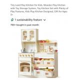 NEW Wooden Play Kitchen w/ Toy Storage System,