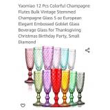 (12)   5oz Colorful Champagne Flutes.