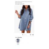 NEW Womens Size XL Denim Dress, Smocked, 3/4