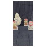 3 Ceramic Votive Holders & Decorative Snowman