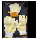 6 Pair Cotton Work Gloves with dots on Palm &