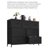 NEW  7 Drawer Fabric Dresser, Black