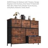 NEW 7 Drawer Fabric Dresser, Rustic Brown