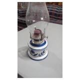 Blue ,& White Oil Lamp 13" Tall
