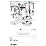 NEW 15 Pc Stainless Steel Cookware Set *Retails