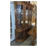 Oak 2 pc China Display Cabinet, curve Glass on