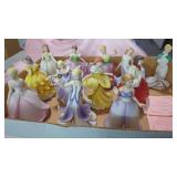 12 Vintage Bisque Porcelain Flower Maiden Figures