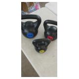 (3) New Kettle Bell Weights  10#, 15#, 20#