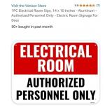 1PC Electrical Room Sign, 14 x 10 Inches -