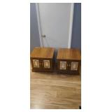 Pair Really Nice Oak End Tables with Double Doors