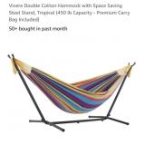 Double Cotton Hammock w/ Steel Stand & Carrying