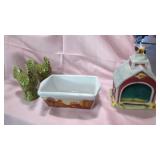 Chicken Salt & Pepper Shakers & Barn Sponge