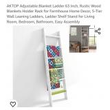 AKTOP Adjustable Blanket Ladder 63 Inch, (Rustic
