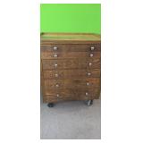Vintage Solid Oak Tigers Oak - Machinists Chest,