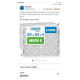 20x25x4 MERV 8 Pleated Air Filter, AC Furnace Air