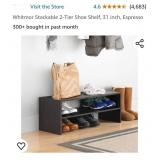 Whitmor Stackable 2-Tier Shoe Shelf, 31 inch,