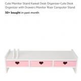 NEW Cute Monitor Stand w/ Drawers, White &