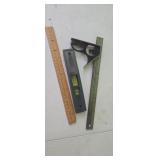 Stanlet Hand Level, Square and Ruler Lot
