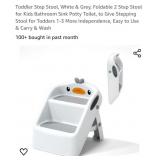 New- Toddler Step Stool, White & Grey, Foldable 2