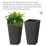 NEW Set of 2 - 22.6" T Outdoor Planters w/ Small