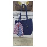 NEW Quilted Tote Bag & Scarf, Navy Blue