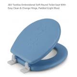 NEW Embroidered Round Toilet Seat, Padded (Light