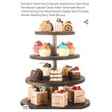 Roshtia 4 Tiered Wood Cupcake Stand Rustic Cake