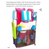 Pool Equipment Holder with Towel Drying Bars,