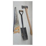 Truper Axe, Garden Shovel and Craftsman Hand Saw