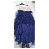 Womens Size 15 Strapless Gold & Navy Blue High Lo