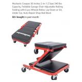 2-in-1 Mechanic Creeper, 36", Lay Down / Sit, Red